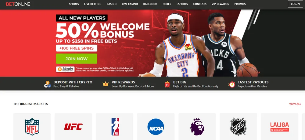 BetOnline casino site and 100 free spins or 100% poker bonus welcome offer for Wisconsin players