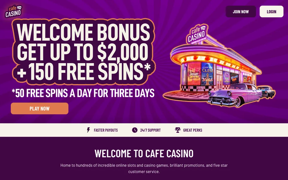 Cafe Casino casino site and 350% up to $2,500 + spins welcome offer for Wisconsin players