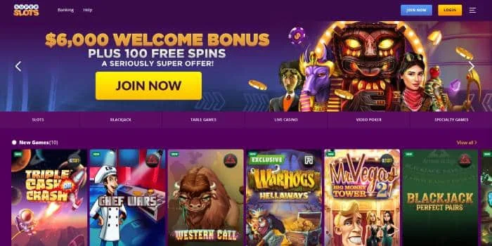 Super Slots casino site and 300 free spins welcome offer for Wisconsin players